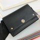 Grainy Leather Note Crossbody Bag Black High