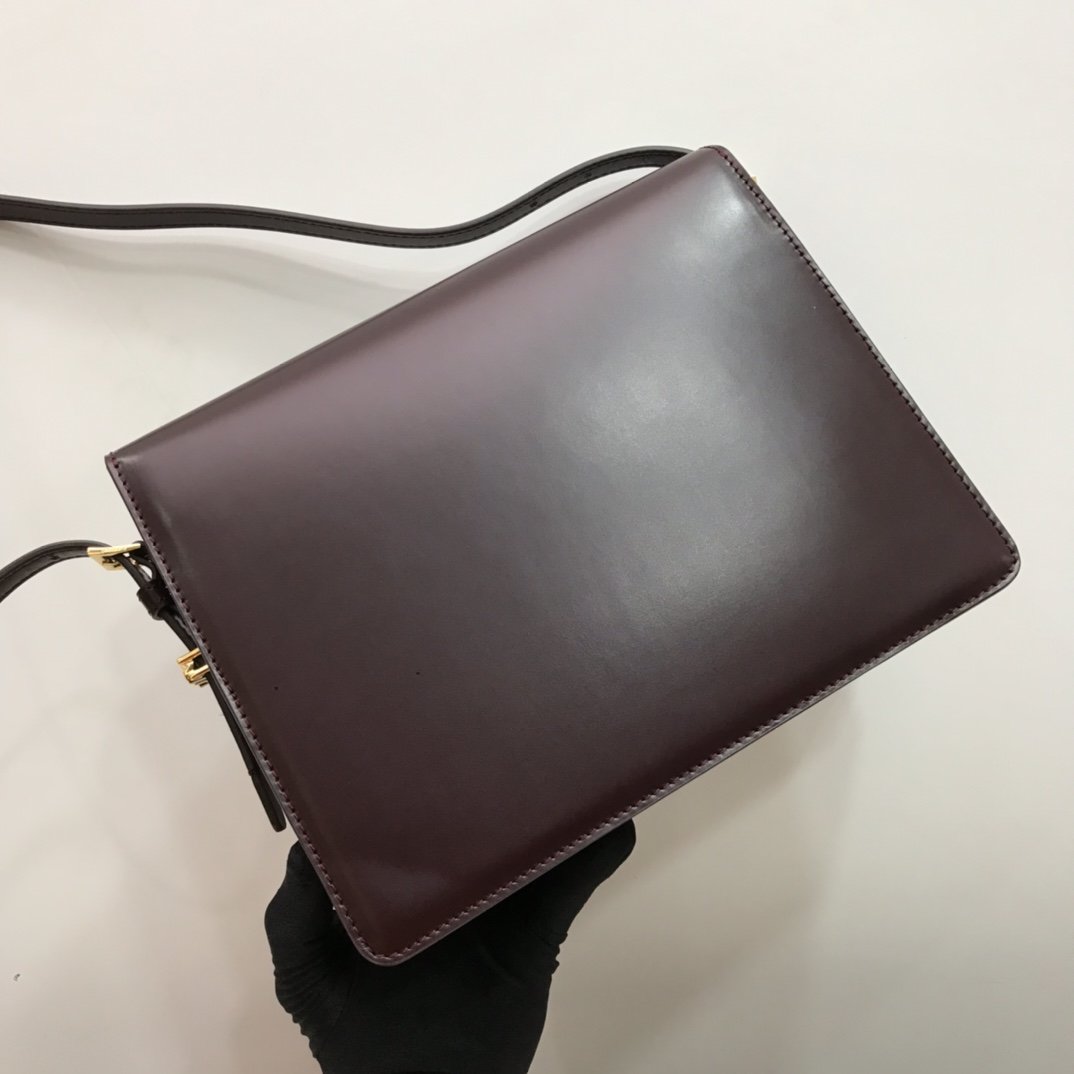 Large Leather Grace Bag Burgundy High