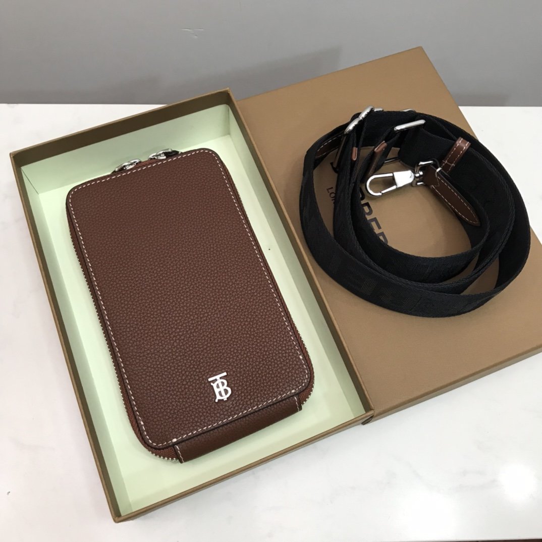 Grainy Leather Phone Case with Detachable Strap Tan High