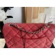 Mini CLASSIC HANDBAG Grained Calfskin Rose Red Silver Metal A