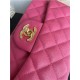 Mini CLASSIC HANDBAG Grained Calfskin Fuchsia Gold Metal A