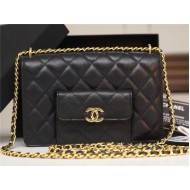 Chanel Wallet on Chain AP2829 Grained Calfskin Black Gold Metal A