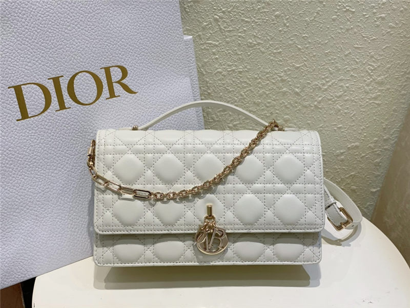 BOLSO MISS DIOR TOP HANDLE Cannage Lambskin White High