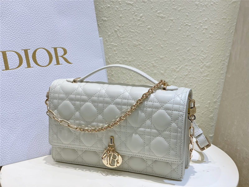 BOLSO MISS DIOR TOP HANDLE Cannage Lambskin White High