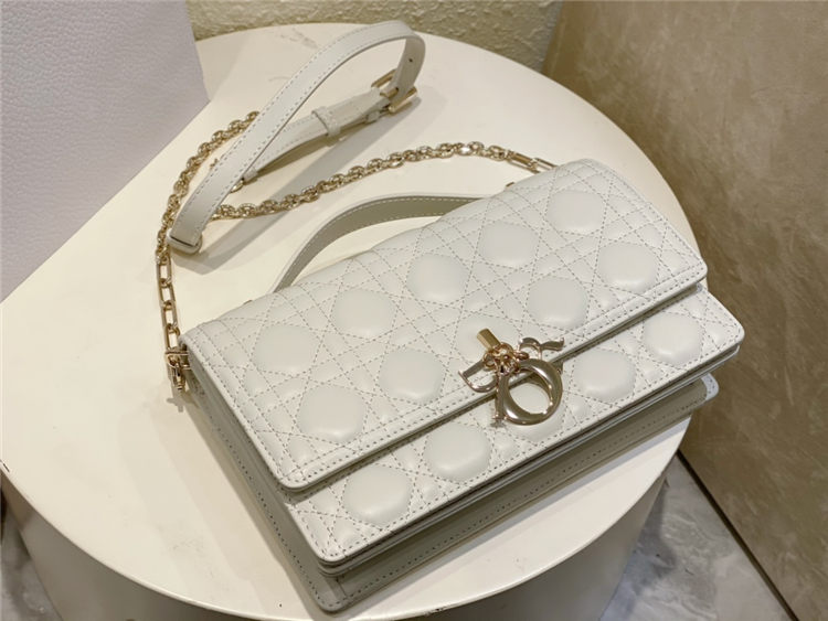 BOLSO MISS DIOR TOP HANDLE Cannage Lambskin White High