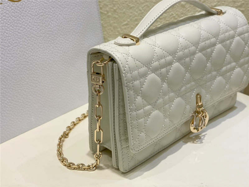 BOLSO MISS DIOR TOP HANDLE Cannage Lambskin White High