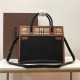 Small Leather and Vintage Check Two-handle Title Bag Black High