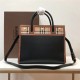 Small Leather and Vintage Check Two-handle Title Bag Black High