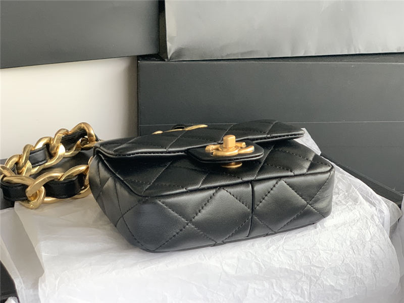 MINI FLAP BAG AS3213 Lambskin & Gold-Tone Metal Black A