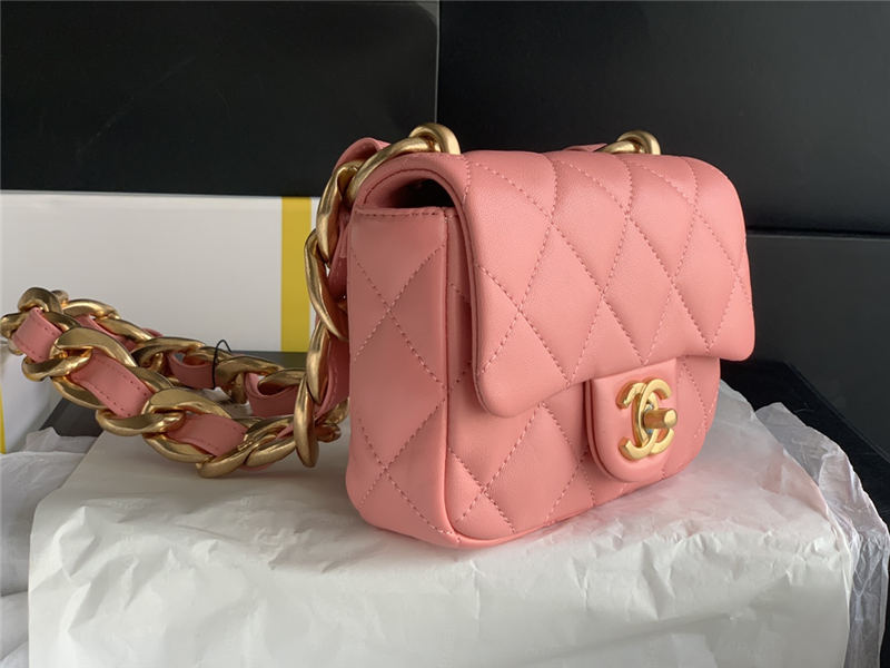 MINI FLAP BAG AS3213 Lambskin & Gold-Tone Metal Pink A