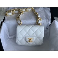 MINI FLAP BAG AS3213 Lambskin & Gold-Tone Metal White A