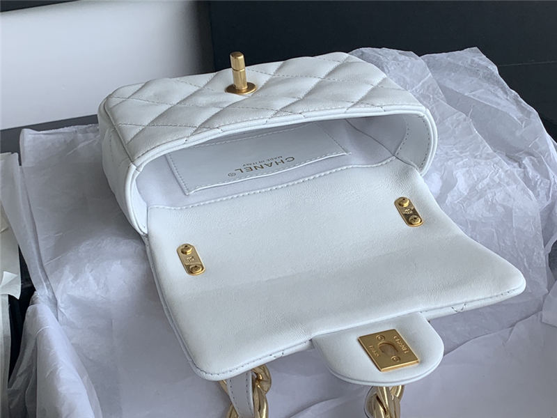 MINI FLAP BAG AS3213 Lambskin & Gold-Tone Metal White A