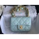 MINI FLAP BAG AS3213 Lambskin & Gold-Tone Metal Blue A