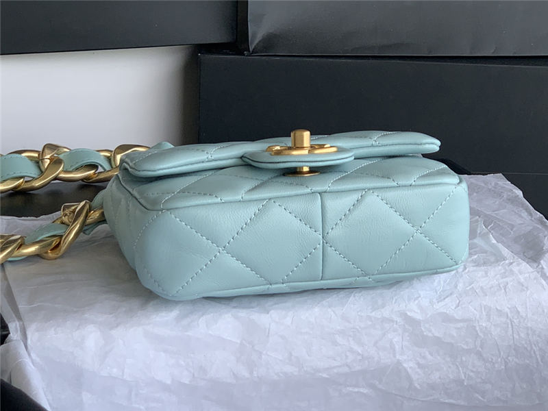 MINI FLAP BAG AS3213 Lambskin & Gold-Tone Metal Blue A