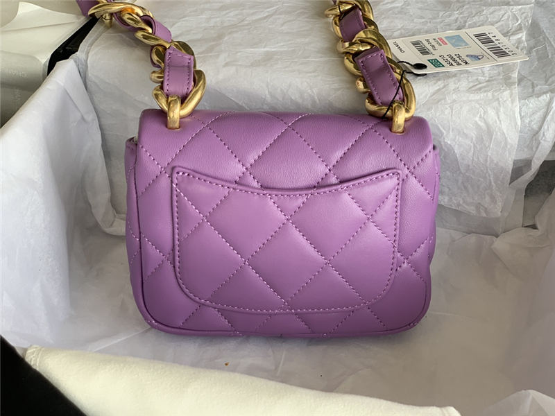 MINI FLAP BAG AS3213 Lambskin & Gold-Tone Metal Purple A