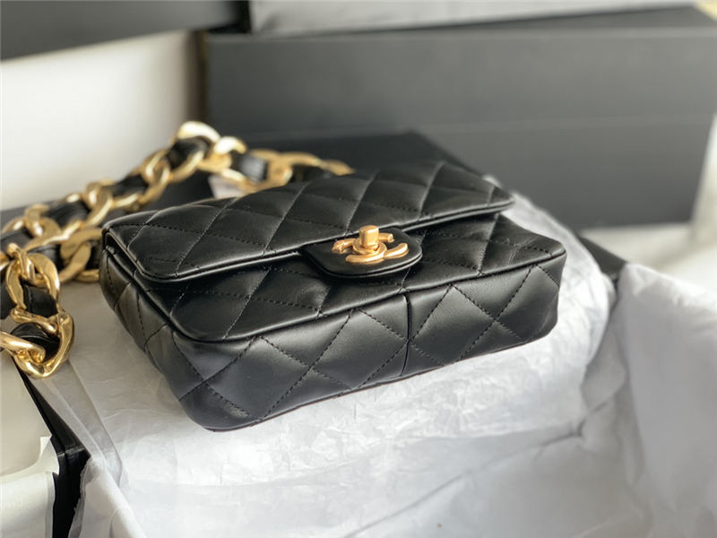 SMALL FLAP BAG AS3214 Lambskin & Gold-Tone Metal Black A