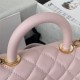 MINI FLAP BAG WITH TOP HANDLE Grained Calfskin & Gold Metal Pink A