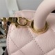 MINI FLAP BAG WITH TOP HANDLE Grained Calfskin Gold Metal Pink A