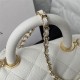 MINI FLAP BAG WITH TOP HANDLE Grained Calfskin Gold Metal White A