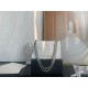 Medium CLASSIC HANDBAG Chevrons Pattern Lambskin White Silver Metal A