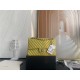 Medium CLASSIC HANDBAG Chevrons Pattern Lambskin Yellow Silver Metal A