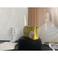 Medium CLASSIC HANDBAG Chevrons Pattern Lambskin Yellow Silver Metal A