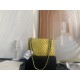 Medium CLASSIC HANDBAG Chevrons Pattern Lambskin Yellow Silver Metal A