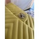 Medium CLASSIC HANDBAG Chevrons Pattern Lambskin Yellow Silver Metal A