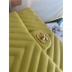 Medium CLASSIC HANDBAG Chevrons Pattern Lambskin Yellow Gold Metal A