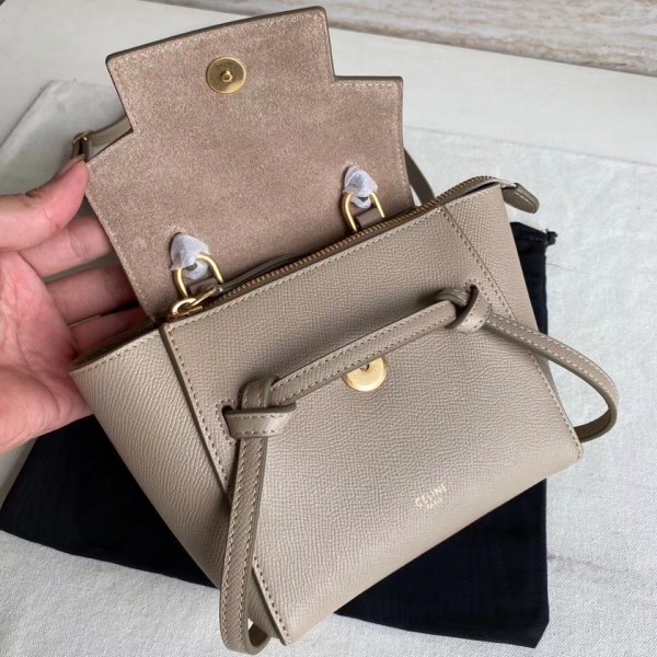 Celine Pico Belt Bag In Light Taupe Grained Calfskin High