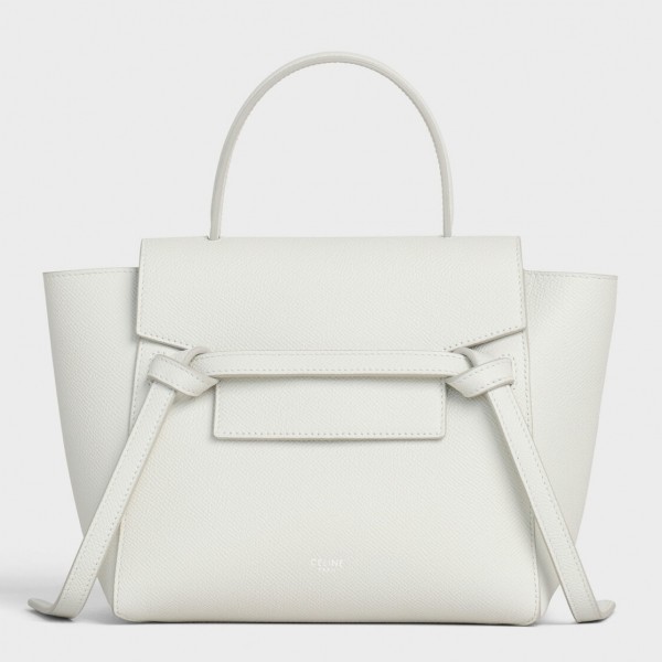 Celine Nano Belt Bag In White Grained Calfskin High