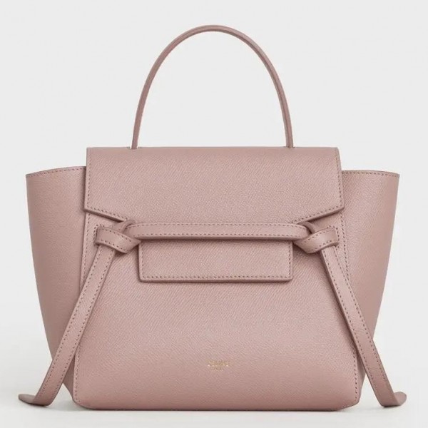 Celine Nano Belt Bag In Vintage Pink Grained Calfskin High