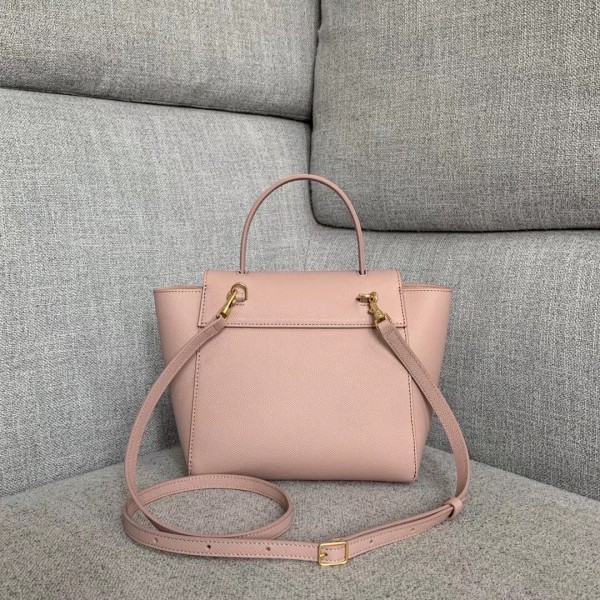 Celine Nano Belt Bag In Vintage Pink Grained Calfskin High