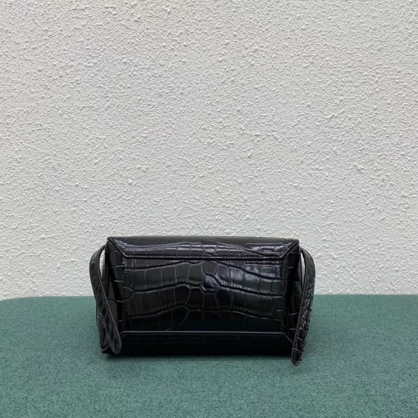 Celine Nano Belt Bag In Black Crocodile Embossed Calfskin High