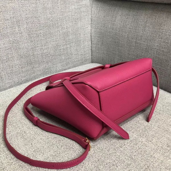 Celine Nano Belt Bag In Raspberry Grained Calfskin High