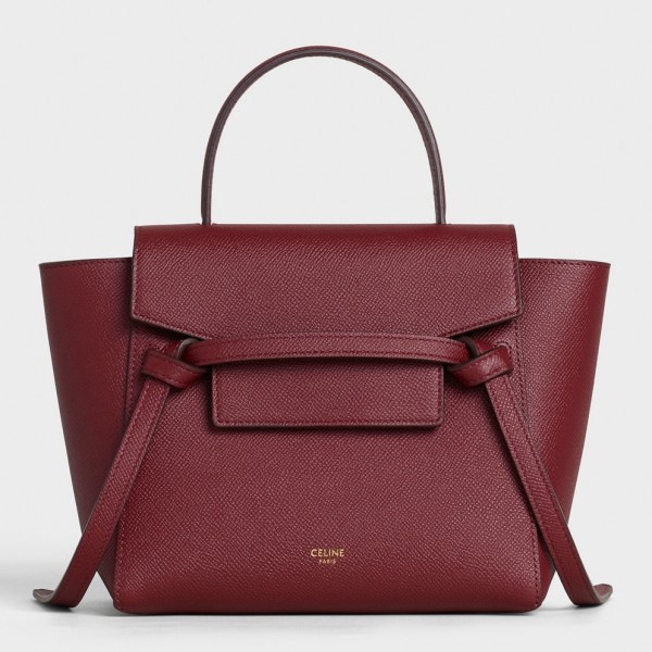 Celine Nano Belt Bag In Bordeaux Grained Calfskin High