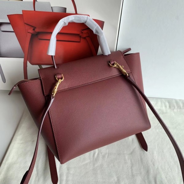 Celine Nano Belt Bag In Bordeaux Grained Calfskin High