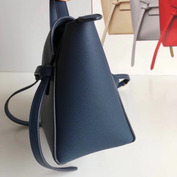 Celine Nano Belt Bag In Navy Blue Grained Calfskin High