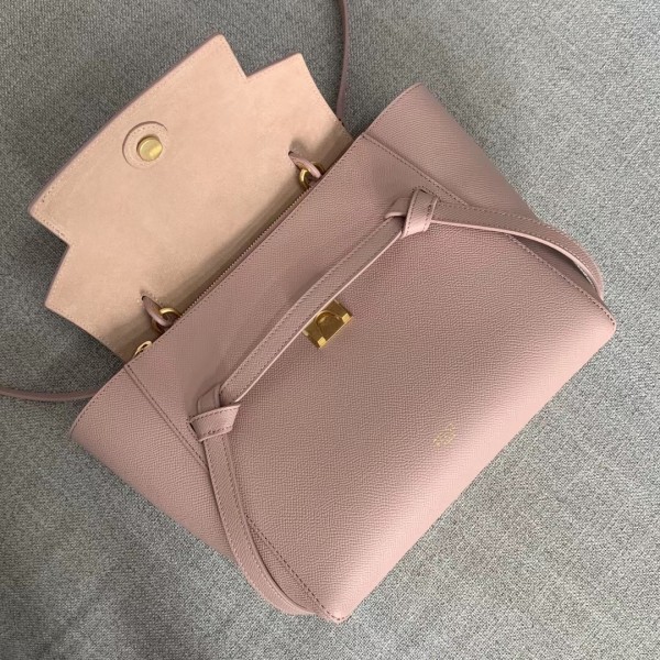 Celine Micro Belt Bag In Vintage Pink Grained Calfskin High