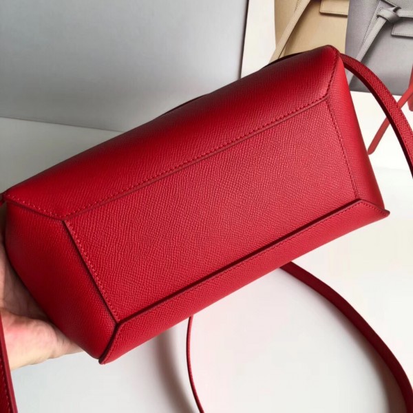 Celine Micro Belt Bag In Red Grained Calfskin High