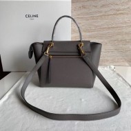 Celine Micro Belt Bag In Grey Grained Calfskin High