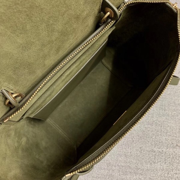 Celine Micro Belt Bag In Army Green Grained Calfskin High