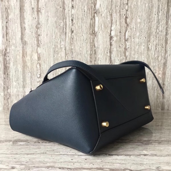 Celine Mini Belt Bag In Navy Blue Grained Calfskin High