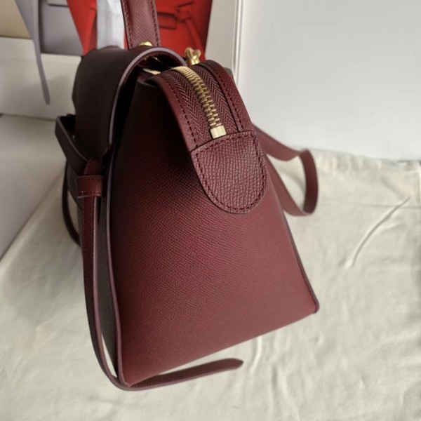 Celine Mini Belt Bag In Bordeaux Grained Calfskin High