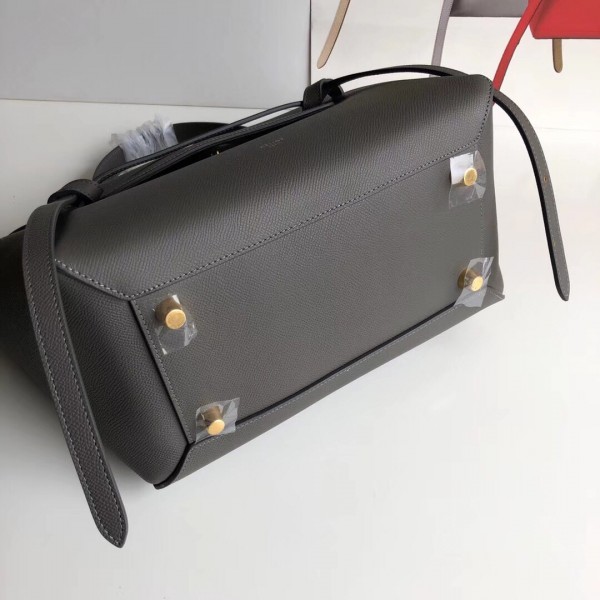 Celine Mini Belt Bag In Grey Grained Calfskin High