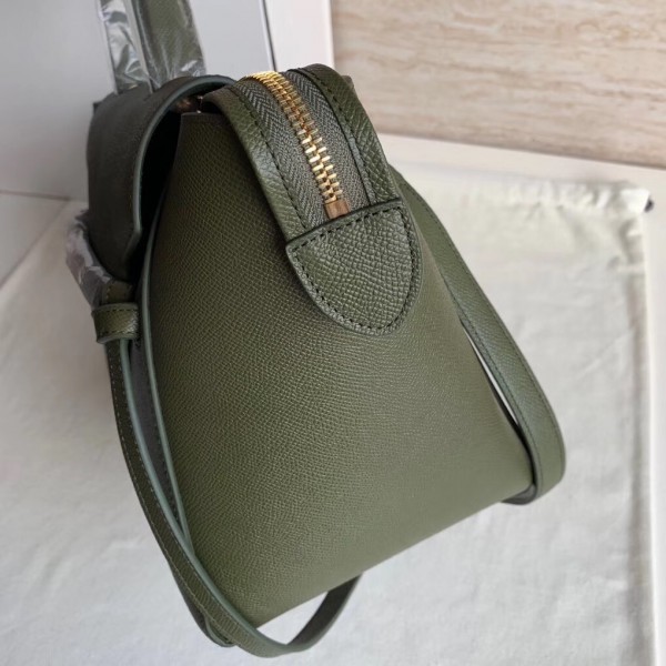 Celine Mini Belt Bag In Khaki Grained Calfskin High