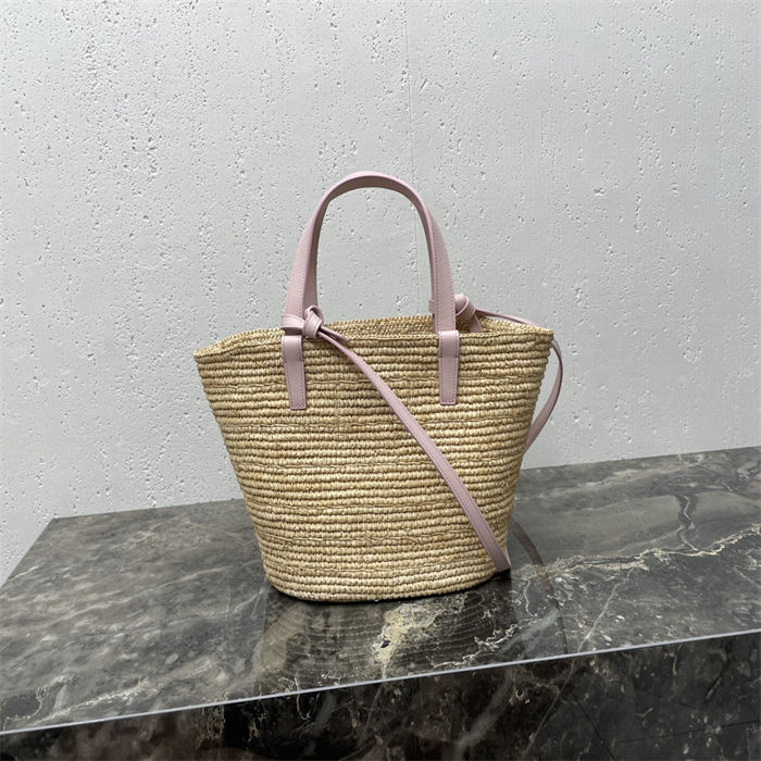 TEEN SUPPLE CELINE CLASSIC PANIER IN RAFFIA AND CALFSKIN High