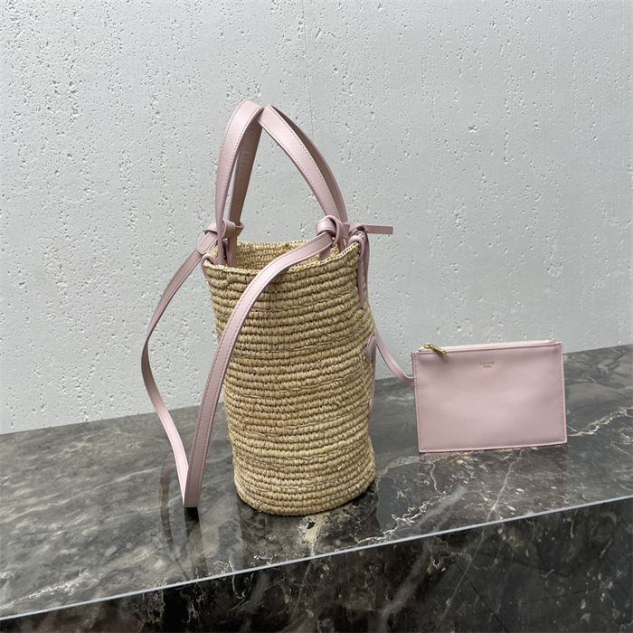 TEEN SUPPLE CELINE CLASSIC PANIER IN RAFFIA AND CALFSKIN High