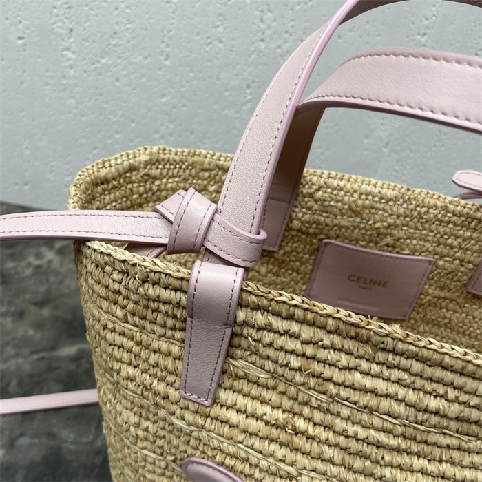 TEEN SUPPLE CELINE CLASSIC PANIER IN RAFFIA AND CALFSKIN High