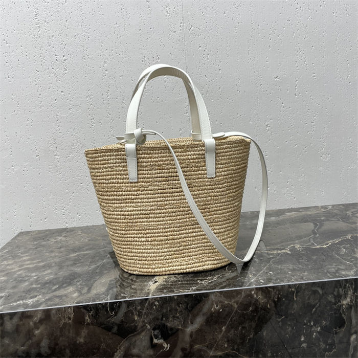 TEEN SUPPLE CELINE CLASSIC PANIER IN RAFFIA AND CALFSKIN High